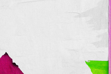 Old colorful ripped torn grunge fly posters backgrounds creased crumpled paper backdrop surface placard empty space for text
