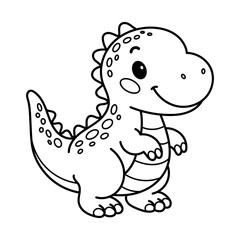 Smiling baby dinosaur illustration ready for coloring, ideal for kids' books and art worksheets