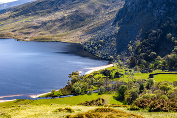 Lake Lough Tay in the Wicklow Mountains Ireland	