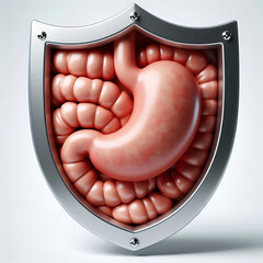 stomach protection sheald on white background