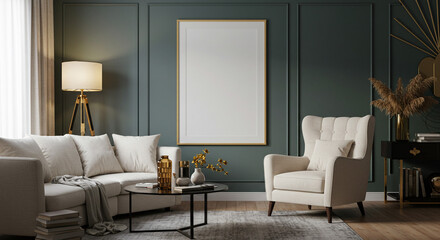 A luxury modern living room design features a comfortable sofa and armchair around a fireplace