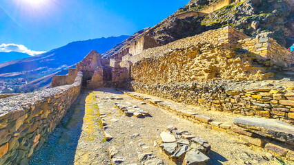 ANCIENT INCA FORTRESS OF OLLANTAYTAMBO, SACRED VALLEY, PERU
