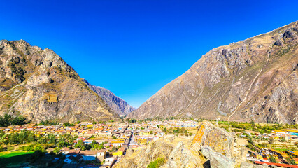 ANCIENT INCA FORTRESS OF OLLANTAYTAMBO, SACRED VALLEY, PERU