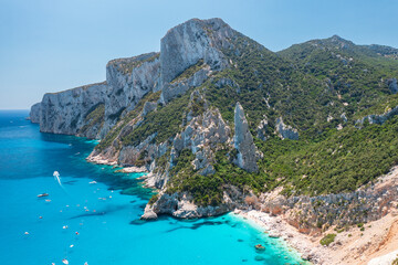 Aerial view to Cala Goloritze, Baunei, Nuoro, Sardinia, Italy