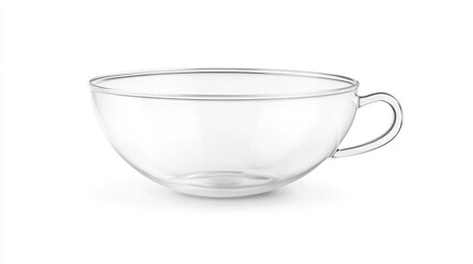Empty Glass Teacup Isolated on White