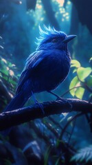 Fototapeta premium A colorful and proud bird with a neon glow on its feathers image