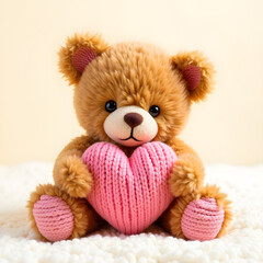 Obraz premium teddy bear with knitted heart