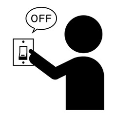 電気スイッチをオフにする人のピクトグラム
