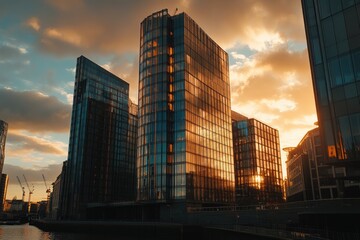 Modern Skyscrapers at Sunset