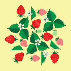 Strawberries mid century modern artwork