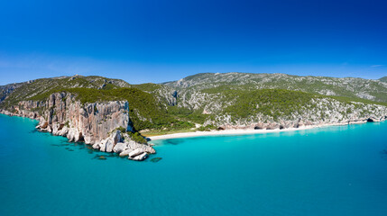 Aerial view to Cala Luna beach, Baunei, Dorgali, Nuoro, Sardinia, Italy