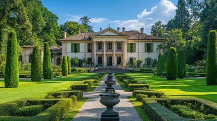 Obraz premium Versailles Palace Garden with Historic Architecture and Lush Park