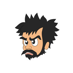 Young man with crying face cartoon character