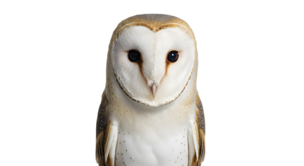 Captivating Barn Owl Staring Directly Isolated on White Background