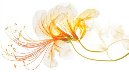 Honeysuckle flower isolated against a white background. 