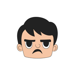 Young man with crying face cartoon character