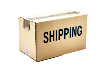 Shipping box with tape ready for delivery isolated on transparent background