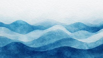 Fotobehang Aquarel Blue azure turquoise abstract watercolor background for textures backgrounds and web banners design. Abstract background blue colors. Watercolor painting with turquoise sea waves pattern gradient  © Aleksandr Matveev
