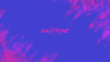 Abstract vector torn monochrome halftone background. Scrathed dotted texture element. Diagonal composition