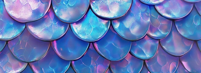Iridescent mermaid scales seamless pattern in shades of blue, purple, and pink