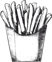 Illustration of french fries in a box