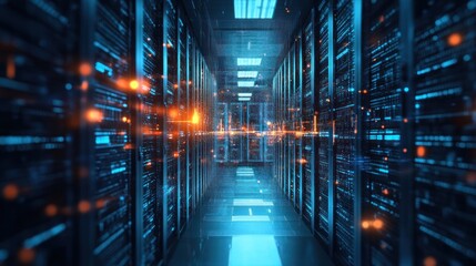 Server room interior, data centers. Ideal for technology, data centers, IT, dan cloud computing, perfect for stock photography projects.