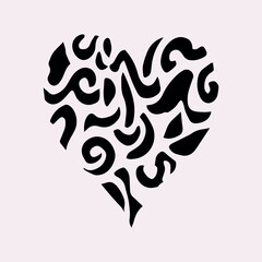 Heart doodle silhouette hand drawing illustration