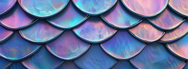 Obraz premium Holographic mermaid scales pattern background, shiny fish scales pattern background