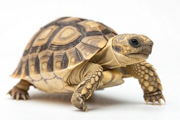 Fototapeta premium Egyptian tortoise isolated on white background