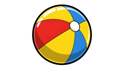 Cartoon Beach Ball Graphic with Red Yellow and Blue Panels