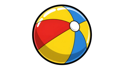 Cartoon Beach Ball Graphic with Red Yellow and Blue Panels