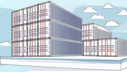 3d shipping containers illustration. Business commercial trade global cargo freight shipping logistic and transportation worldwide oversea concept.