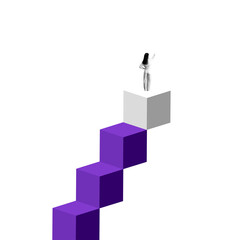 Abstract Concept Art. Business People. Vector Flat Illustration. Purple Background.