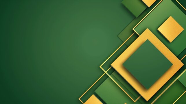 Elegant vector card background featuring a golden geometric design on a lush green backdrop for luxury events.