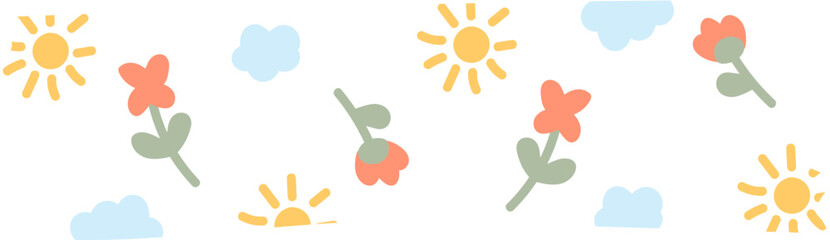 Playful Floral and Sun Pattern