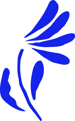 Blue abstract modern creative floral hand drawing doodle