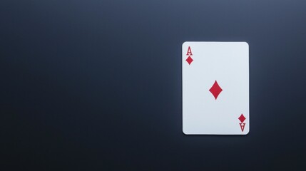 Obraz premium Photograph of a playing card, specifically the ace of spades. the card is white with a red diamond in the center, which is the symbol of the playing card.