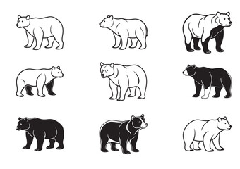 Bear silhouette Vector Set