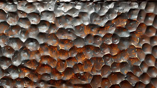 Top view of a hammered metal texture in chaotic arrangement, exuding a sense of raw energy, Ai Generated.