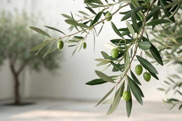 green olives on a branch