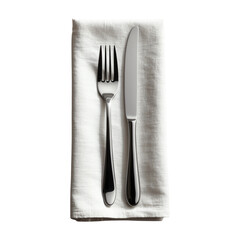 Table etiquette Silverware and napkin isolated on transparent background
