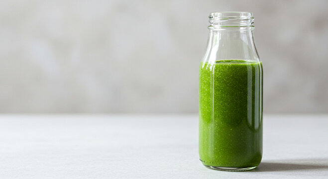 vibrant jar of green smoothie