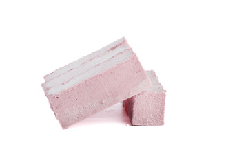Sweet fruit cranberry marshmallow sticks on white background.