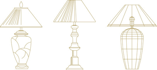 silhouette design vector illustration sketch of classic vintage aesthetic decorative table lamp