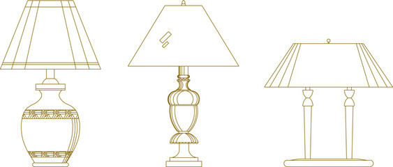 silhouette design vector illustration sketch of classic vintage aesthetic decorative table lamp