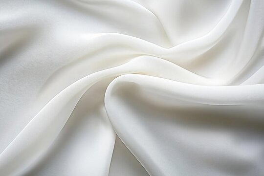 Close up of elegant flowing soft white fabric texture with smooth wave
