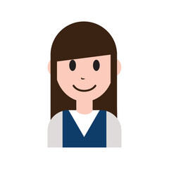 Flat Vector Illustration of a Smiling Cartoon Schoolgirl Character in Uniform for Educational or Children's Content