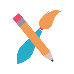 Pencil and paintbrush icon vector image with a white background