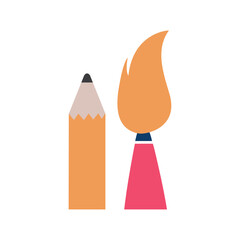 Pencil and paintbrush icon vector image with a white background