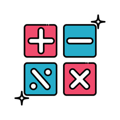Obraz premium Vector image of addition, subtraction, multiplication, and division signs icon with white background